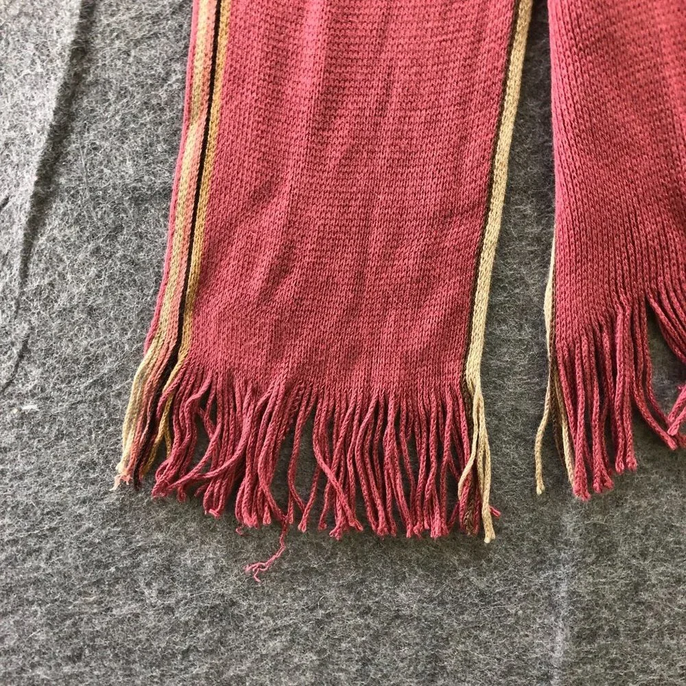 V. Fraas Germany 100% Bamboo Fringe Rectangle Scarf Pink Raspberry Stripe Womens